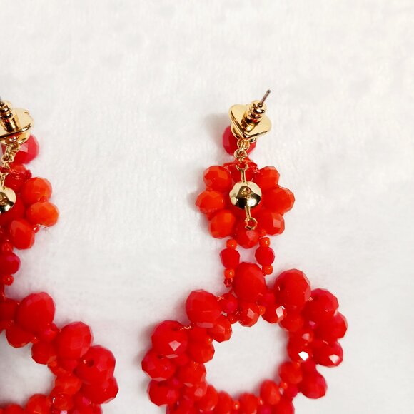 Kate Spade New York Marguerite Beaded Flower Hoop Earrings - Coral Color - Picture 7 of 13